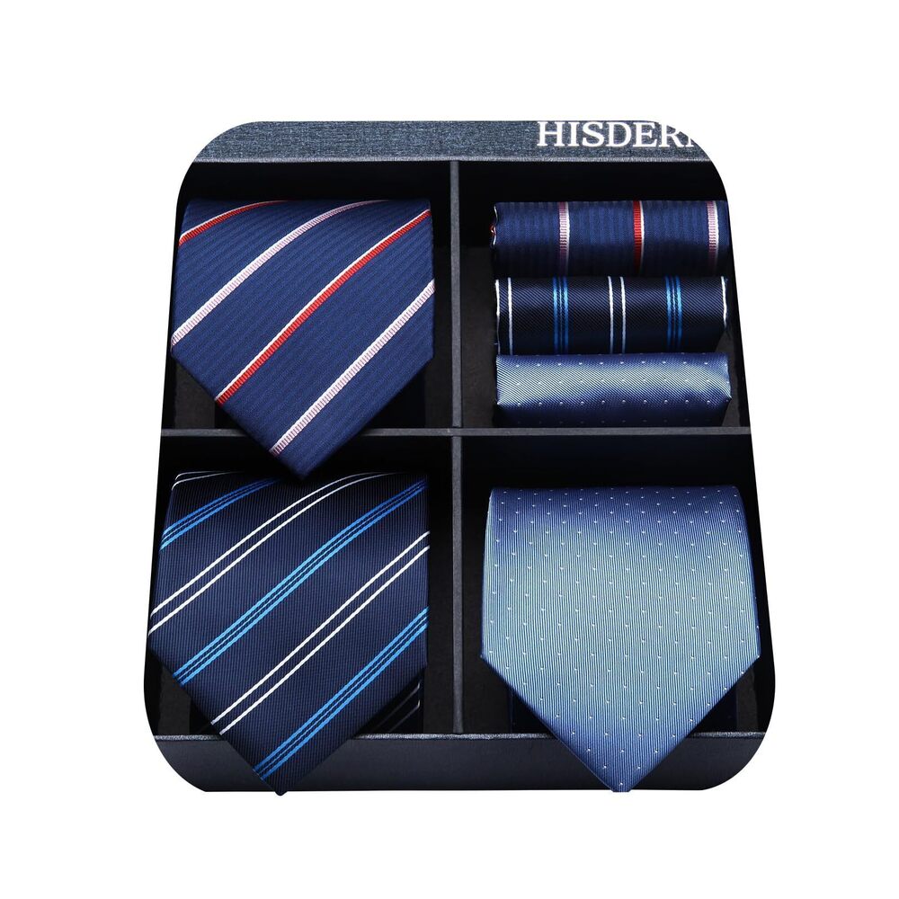 5075 Tie Set in present Box Lot 3 PCS Classic Silk Necktie and Pocket
